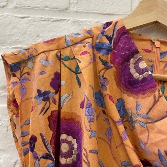 Isabel Marant || Bemaya Dress in Papaya Floral Stretch Silk 38 - Picture 4 of 10